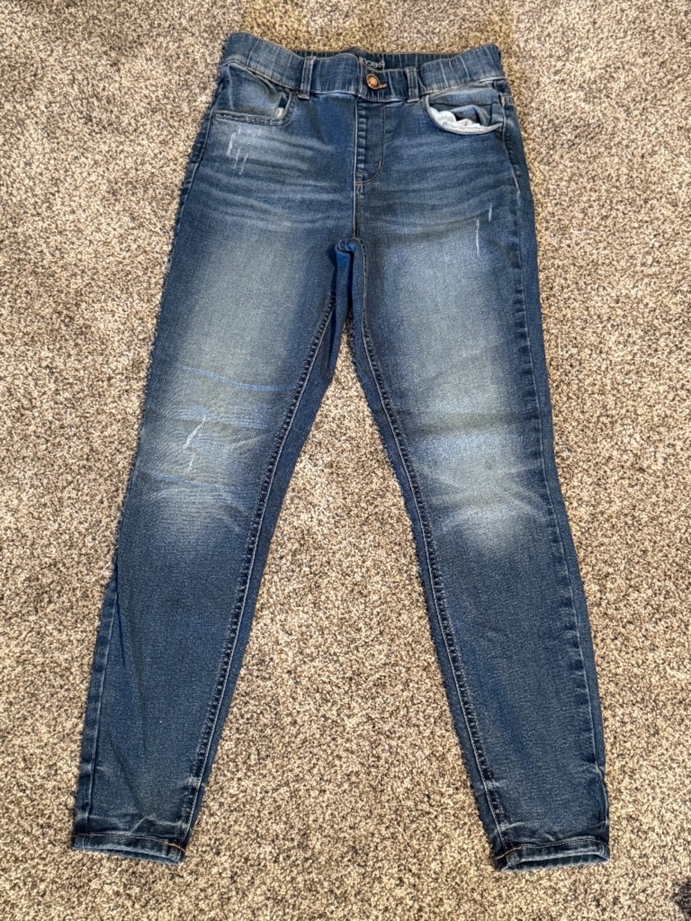 Maurices pull on Super high Rise denim blue jean distressed skinny size small